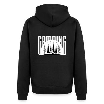 Camping Tent Night Forest - Unisex Premium Organic Zip Hoodie - black - Back - Nico (187cm)