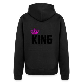 king - Unisex Premium Bio Zip Hoodie - Schwarz - Hinten - Nico (187cm)
