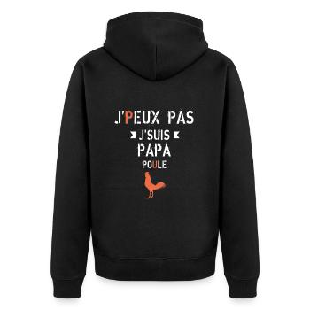 J peux pas j ai papa poule - Veste à capuche bio Premium Unisexe - noir - Dos - Nico (187cm)