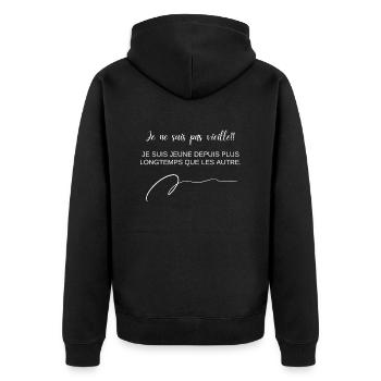 Je ne suis pas vieille je suis juste jeune - Veste à capuche bio Premium Unisexe - noir - Dos - Nico (187cm)