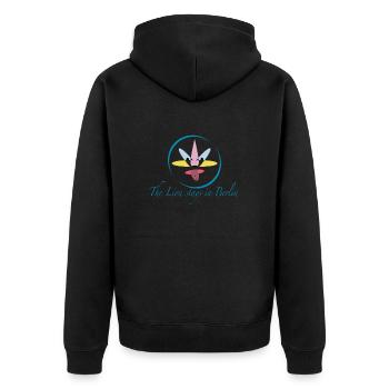 The Lion of Berlin - Unisex Premium Bio Zip Hoodie - Schwarz - Hinten - Nico (187cm)