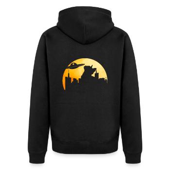 Alien Alien Cat - Unisex Premium Organic Zip Hoodie - black - Back - Nico (187cm)