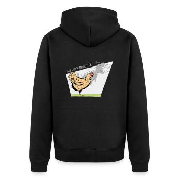 Lustiges Huhn mit Dinosaurierschatten - das haben sie nicht - Unisex Premium Bio Zip Hoodie - Schwarz - Hinten - Nico (187cm)
