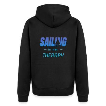 Sailiing is my therapy - Unisex Premium Bio Zip Hoodie - Schwarz - Hinten - Nico (187cm)