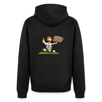 Attention duck - Unisex Premium Organic Zip Hoodie - black - Back - Nico (187cm)