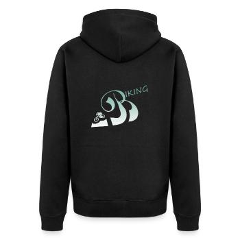 biken - Unisex Premium Bio Zip Hoodie - Schwarz - Hinten - Nico (187cm)