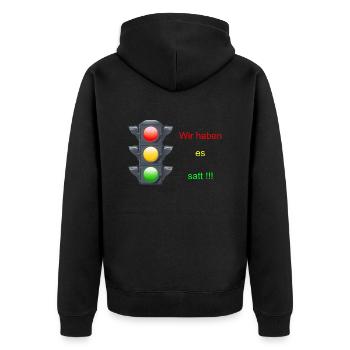 Bauern Demo Ampel - Unisex Premium Bio Zip Hoodie - Schwarz - Hinten - Nico (187cm)