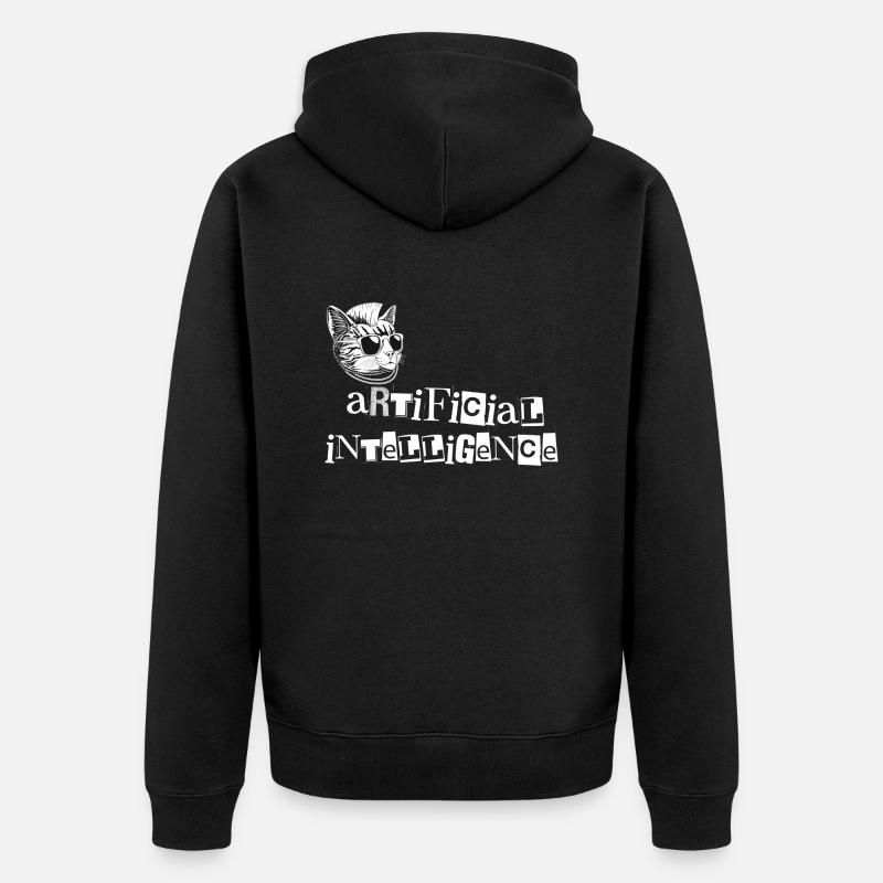 AI Cat Artificial Intelligence - Unisex Premium Organic Zip Hoodie - black