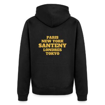 Santeny Style - Unique streets, unique style. - Veste à capuche bio Premium Unisexe - noir - Dos - Nico (187cm)