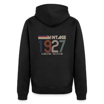 Vintage 1927 Cadeau Anniversaire - Millésime 1927 - Veste à capuche bio Premium Unisexe - noir - Dos - Nico (187cm)