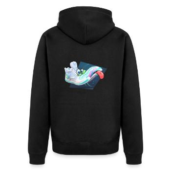 crazy sneaker - Unisex Premium Bio Zip Hoodie - Schwarz - Hinten - Nico (187cm)