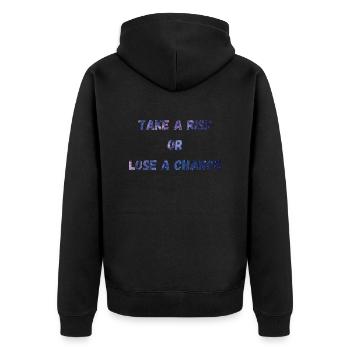 Prendre un risque ou perdre une chance - Veste à capuche bio Premium Unisexe - noir - Dos - Nico (187cm)