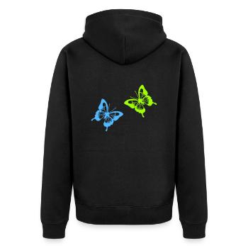 schmetterlinge - Unisex Premium Bio Zip Hoodie - Schwarz - Hinten - Nico (187cm)