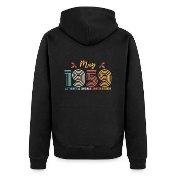 Mai 1959 Geburtstag Mai 1959 Retro - Unisex Premium Bio Zip Hoodie - Schwarz - Hinten - Nico (187cm)