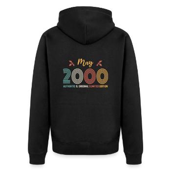 May 2000 Anniversary May 2000 Retro - Unisex Premium Organic Zip Hoodie - black - Back - Nico (187cm)