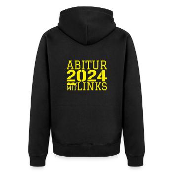 Abi Abitur - Unisex Premium Bio Zip Hoodie - Schwarz - Hinten - Nico (187cm)