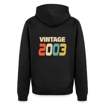 2003 Vintage Retro Classic 2003 - Unisex Premium Bio Zip Hoodie - Schwarz - Hinten - Nico (187cm)