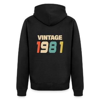 1981 Vintage Retro Classic 1981 - Unisex Premium Organic Zip Hoodie - black - Back - Nico (187cm)