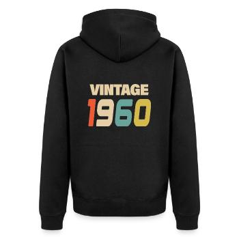 1960er Jahre Vintage Retro Classic 1960er Jahre - Unisex Premium Bio Zip Hoodie - Schwarz - Hinten - Nico (187cm)