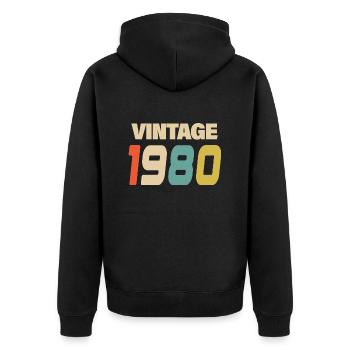 1980's Vintage Retro Classic 1980's - Unisex Premium Organic Zip Hoodie - black - Back - Nico (187cm)