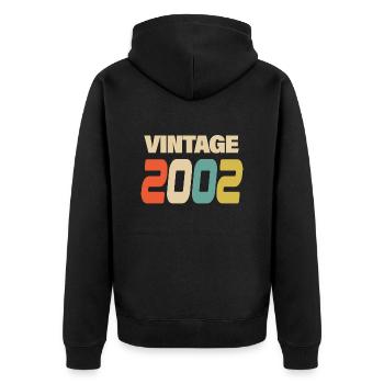 2002 Vintage Retro Classic 2002 - Unisex Premium Bio Zip Hoodie - Schwarz - Hinten - Nico (187cm)