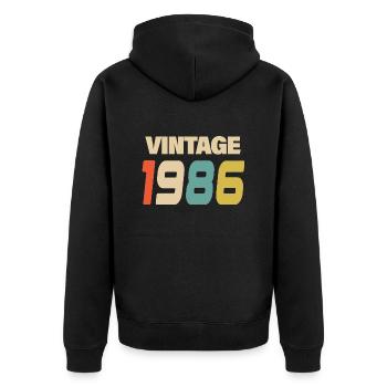 1986 Vintage Retro Classic 1986 - Unisex Premium Bio Zip Hoodie - Schwarz - Hinten - Nico (187cm)