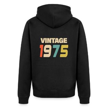 1975 Vintage Retro Classique 1975 - Veste à capuche bio Premium Unisexe - noir - Dos - Nico (187cm)