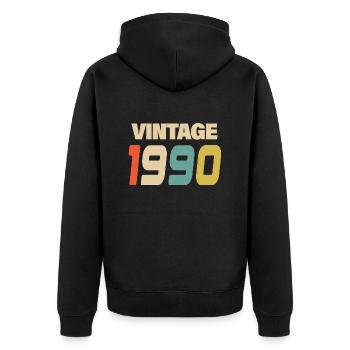 1990 Vintage Retro Classic 1990 - Unisex Premium Bio Zip Hoodie - Schwarz - Hinten - Nico (187cm)