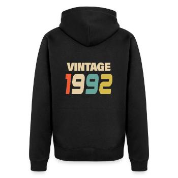 1992 Vintage Retro Classic 1992 - Unisex Premium Organic Zip Hoodie - black - Back - Nico (187cm)