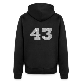 Numéro 43 paillettes argenté - 43e anniversaire - Veste à capuche bio Premium Unisexe - noir - Dos - Nico (187cm)