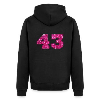 Numéro 43 paillettes rose - 43e anniversaire - Veste à capuche bio Premium Unisexe - noir - Dos - Nico (187cm)