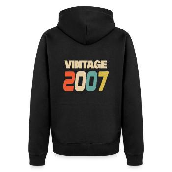 2007 Vintage Retro Classic 2007 - Unisex Premium Bio Zip Hoodie - Schwarz - Hinten - Nico (187cm)