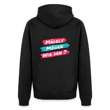 Les filles, est-ce qu’on l’aime ? Drôle de dicton d’un clic - Veste à capuche bio Premium Unisexe - noir - Dos - Nico (187cm)