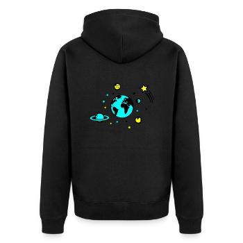 Univers 02 - Veste à capuche bio Premium Unisexe - noir - Dos - Nico (187cm)