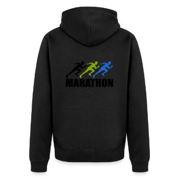 marathon - Unisex Premium Organic Zip Hoodie - black - Back - Nico (187cm)