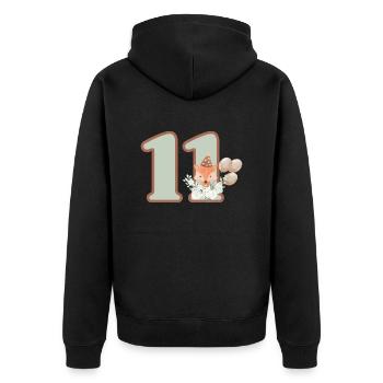 11. Geburtstag Fuchs Blumen - Unisex Premium Bio Zip Hoodie - Schwarz - Hinten - Nico (187cm)