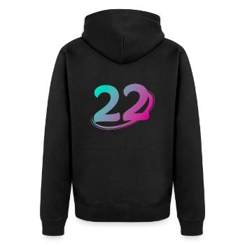 Number 22 multicolor - Unisex Premium Organic Zip Hoodie - black - Back - Nico (187cm)