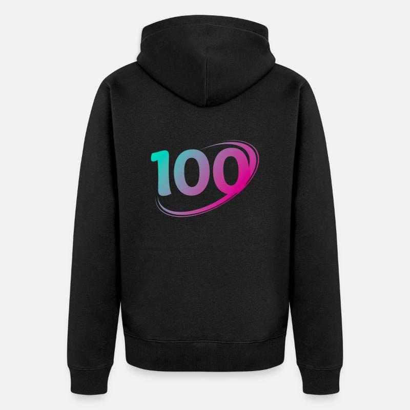 Nummer 100 Mehrfarbig - Unisex Premium Bio Zip Hoodie - Schwarz