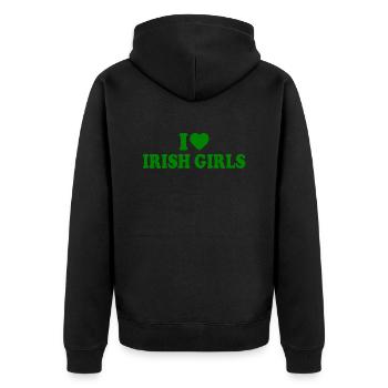 I love irish girls - Unisex Premium Bio Zip Hoodie - Schwarz - Hinten - Nico (187cm)