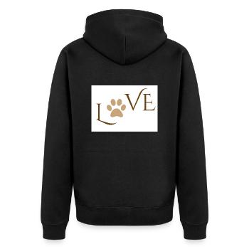 Love Word with Brown Dog or Cat Animal Paw Print - Unisex Premium Organic Zip Hoodie - black - Back - Nico (187cm)