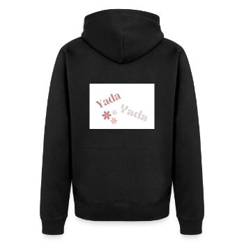 Yada Yada Typography, Simple Brown and Grey Words - Unisex Premium Organic Zip Hoodie - black - Back - Nico (187cm)