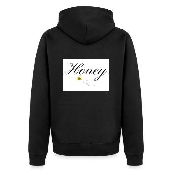 Honey Bee in Elegant Typography and flying Bee - Unisex Premium Organic Zip Hoodie - black - Back - Nico (187cm)