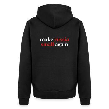 make russia small again - Unisex Premium Bio Zip Hoodie - Schwarz - Hinten - Nico (187cm)