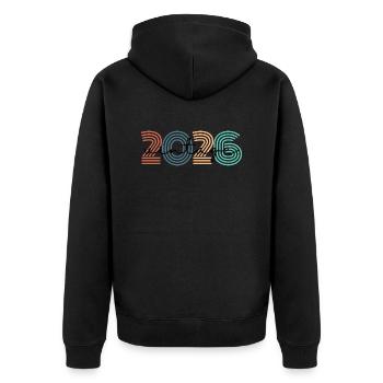 2026 vintage rétro - Veste à capuche bio Premium Unisexe - noir - Dos - Nico (187cm)
