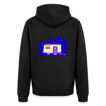 Caravan Palm Trees Recreation Holidays Outdoor Camper - Unisex Premium Organic Zip Hoodie - black - Back - Nico (187cm)