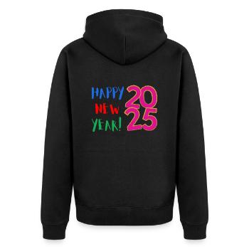 Happy New Year 2025 - Unisex Premium Organic Zip Hoodie - black - Back - Nico (187cm)