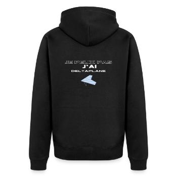 I can't I Hängegleiter Leidenschaft - Unisex Premium Bio Zip Hoodie - Schwarz - Hinten - Nico (187cm)