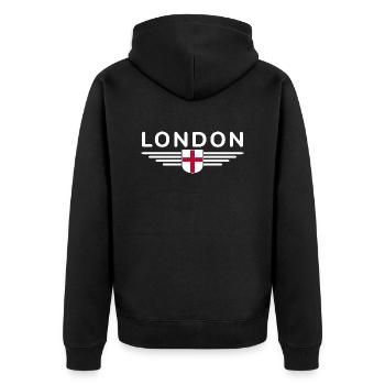 London England Fan T-Shirt Design - Unisex Premium Organic Zip Hoodie - black - Back - Nico (187cm)