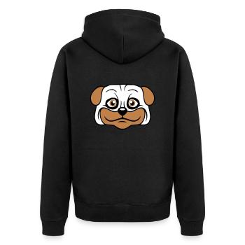 Dog Pug Small Cute Dick Love Happy Comic Fun - Unisex Premium Organic Zip Hoodie - black - Back - Nico (187cm)