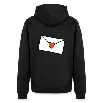 Brief Herz dreifarbig - Unisex Premium Bio Zip Hoodie - Schwarz - Hinten - Nico (187cm)
